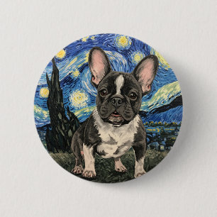 Swirling Night Sky Painting–Inspired Dog Art 6 Cm Round Badge