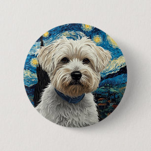 Swirling Night Sky Painting–Inspired Maltese Art 6 Cm Round Badge