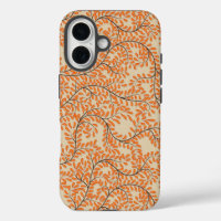 Swirling Orange Leaves on Beige Background
