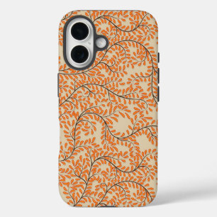 Swirling Orange Leaves on Beige Background iPhone 16 Case