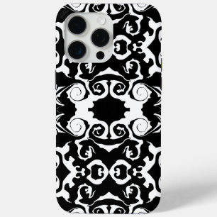 Swirling Pattern in Black and White iPhone 15 Pro Max Case
