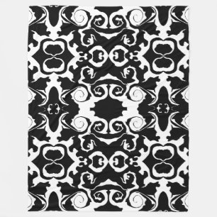 Swirling Pattern in Black and White Fleece Blanket