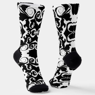 Swirling Pattern in Black and White Socks