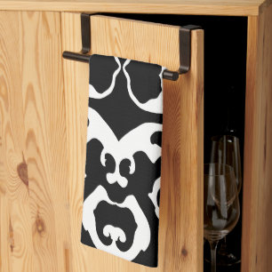 Swirling Pattern in Black and White Tea Towel