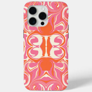 Swirling Pattern in Pink, Orange and Cream iPhone 15 Pro Max Case