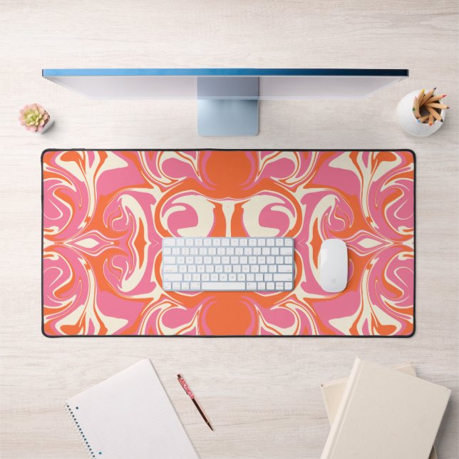 Swirling Pattern in Pink, Orange and Cream Desk Mat (Office 1)