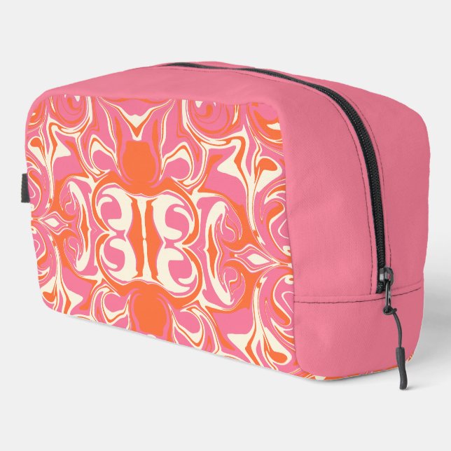 Swirling Pattern in Pink, Orange and Cream Dopp Kit (Right Corner)
