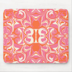Swirling Pattern in Pink, Orange and Cream Mouse Pad