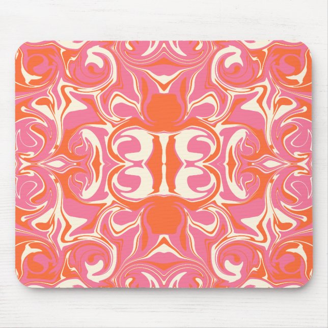 Swirling Pattern in Pink, Orange and Cream Mouse Pad (Front)