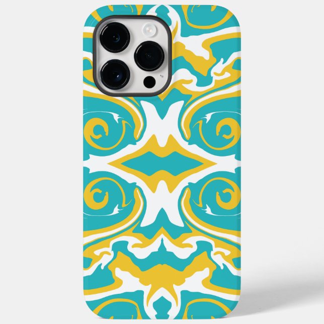 Swirling Pattern in Turquoise and Yellow Case-Mate iPhone Case (Back)