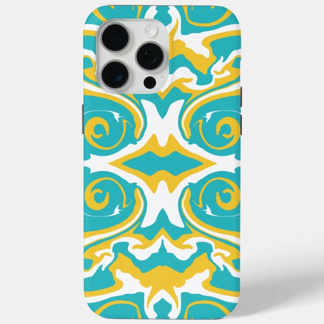Swirling Pattern in Turquoise and Yellow Case-Mate iPhone Case (Back)