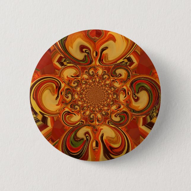 Swirling Pattern: Shades of Orange, Brown & Green 6 Cm Round Badge (Front)