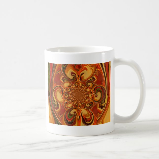 Swirling Pattern: Shades of Orange, Brown & Green Coffee Mug (Right)