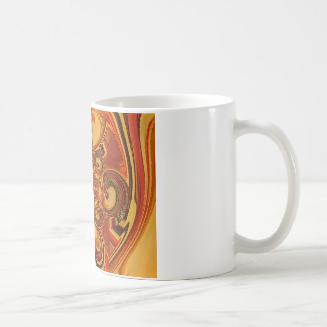 Swirling Pattern  Shades of Orange, Brown, green Coffee Mug (Right)