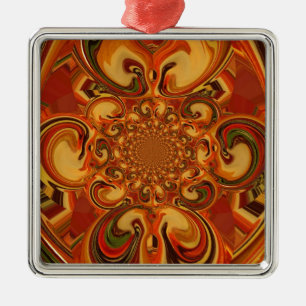 Swirling Pattern Shades of Orange, Brown, green Metal Tree Decoration
