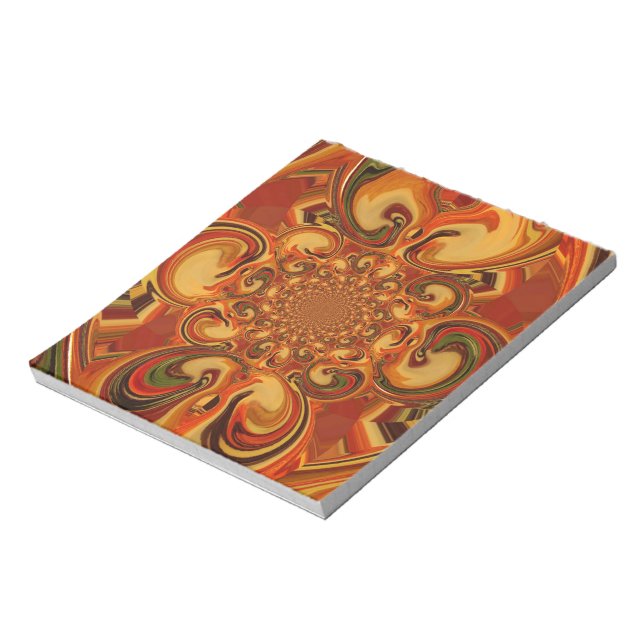 Swirling Pattern: Shades of Orange, Brown & Green Notepad (Rotated)