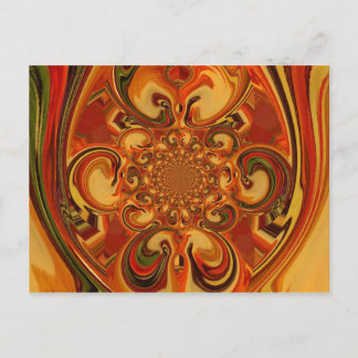 Swirling Pattern: Shades of Orange, Brown & Green Postcard