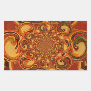 Swirling Pattern: Shades of Orange, Brown & Green Rectangular Sticker