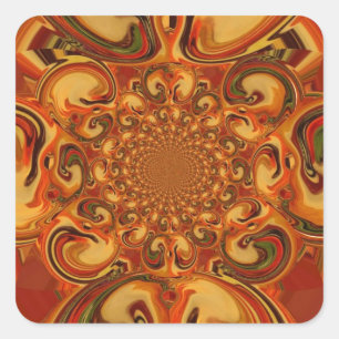 Swirling Pattern: Shades of Orange, Brown & Green Square Sticker