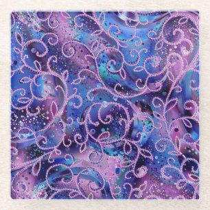 Swirling Patterns of Glass Beaded Embellishments Coaster