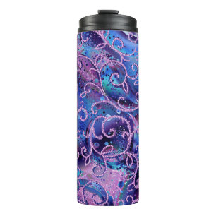 Swirling Patterns of Glass Beaded Embellishments Thermal Tumbler