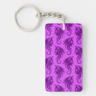 Swirling Purple Cat Pattern Key Ring