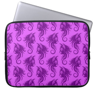 Swirling Purple Cat Pattern Laptop Sleeve