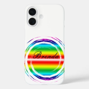Swirling Rainbow Circle Sun Name Plate iPhone 16 Case