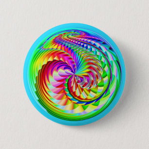 Swirling rainbows (you may add words) 6 cm round badge