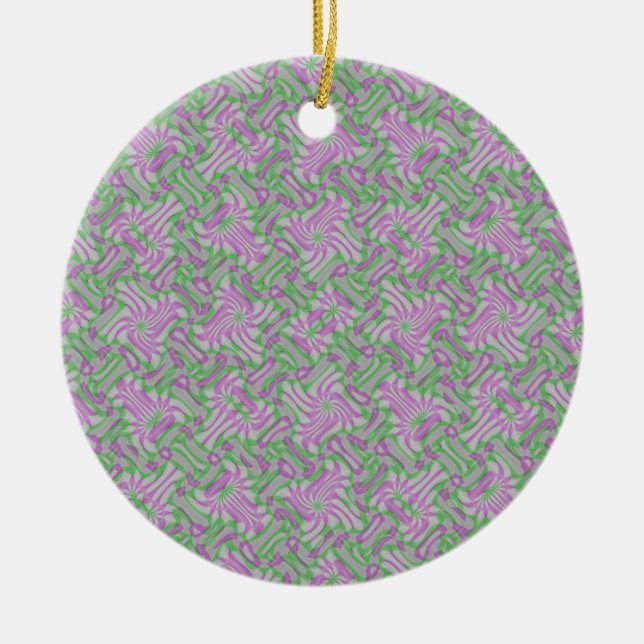 Swirling Rosettes Ceramic Tree Decoration (Front)