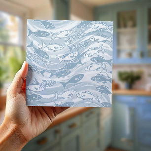 Swirling School of Fish in Blue ID1200 Ceramic Tile