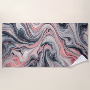 Swirling Shades of Pink, Grey, and White Beach Towel