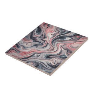 Swirling Shades of Pink, Grey, and White Ceramic Tile