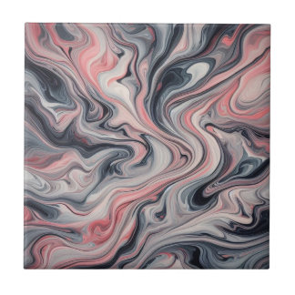 Swirling Shades of Pink, Grey, and White Ceramic Tile