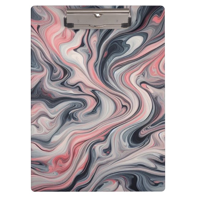 Swirling Shades of Pink, Grey, and White Clipboard (Front)