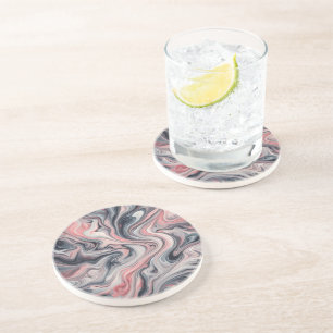 Swirling Shades of Pink, Grey, and White Coaster