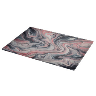 Swirling Shades of Pink, Grey, and White Cutting Board