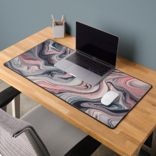 Swirling Shades of Pink, Grey, and White Desk Mat