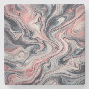 Swirling Shades of Pink, Grey, and White Stone Coaster