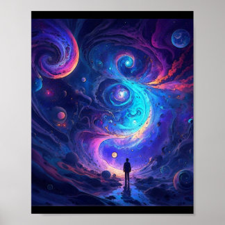 Swirling Space Warp Surreal Painting Print