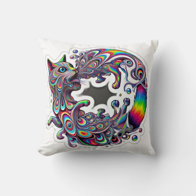 Swirling Spiral Cat Throw Pillow (Front)