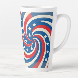 Swirling Stars and Stripes Patriotic Latte Mug