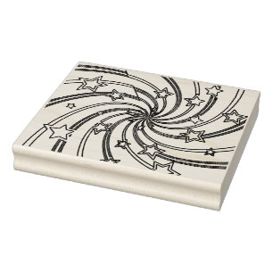 Swirling stars geometric pattern rubber stamp