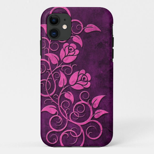 Swirling Stone Roses, purple Case-Mate iPhone Case (Back)