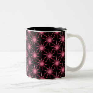 Swirling Suns Mug, Bright Pink Two-Tone Coffee Mug