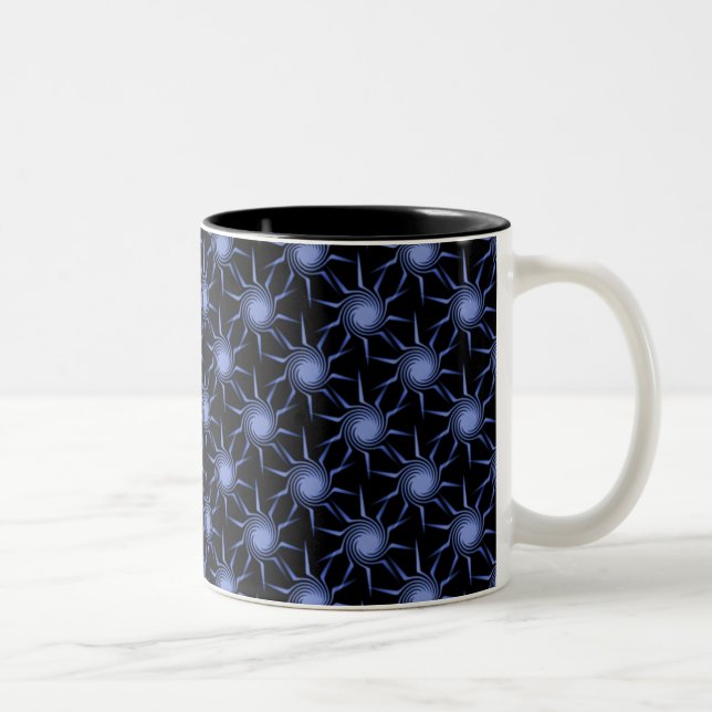Swirling Suns Mug, Light Blue Two-Tone Coffee Mug (Right)