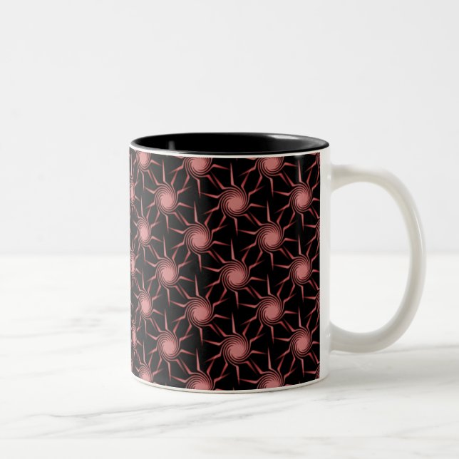 Swirling Suns Mug, Light Mauve Two-Tone Coffee Mug (Right)