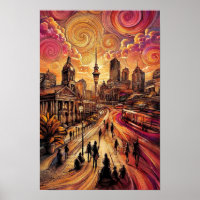 Swirling Sunset City - Auckland Sky Tower Spiral