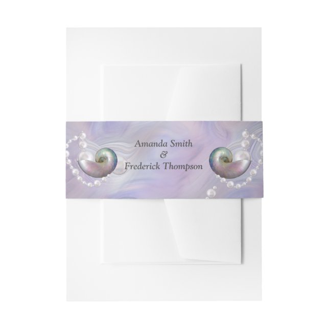 Swirling Symphony with the Mother of Pearls Invitation Belly Band (Front Example)