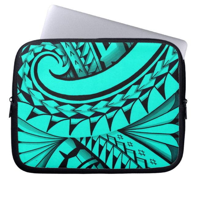 Swirling tribal patterns triangles in Polyart Laptop Sleeve (Front)